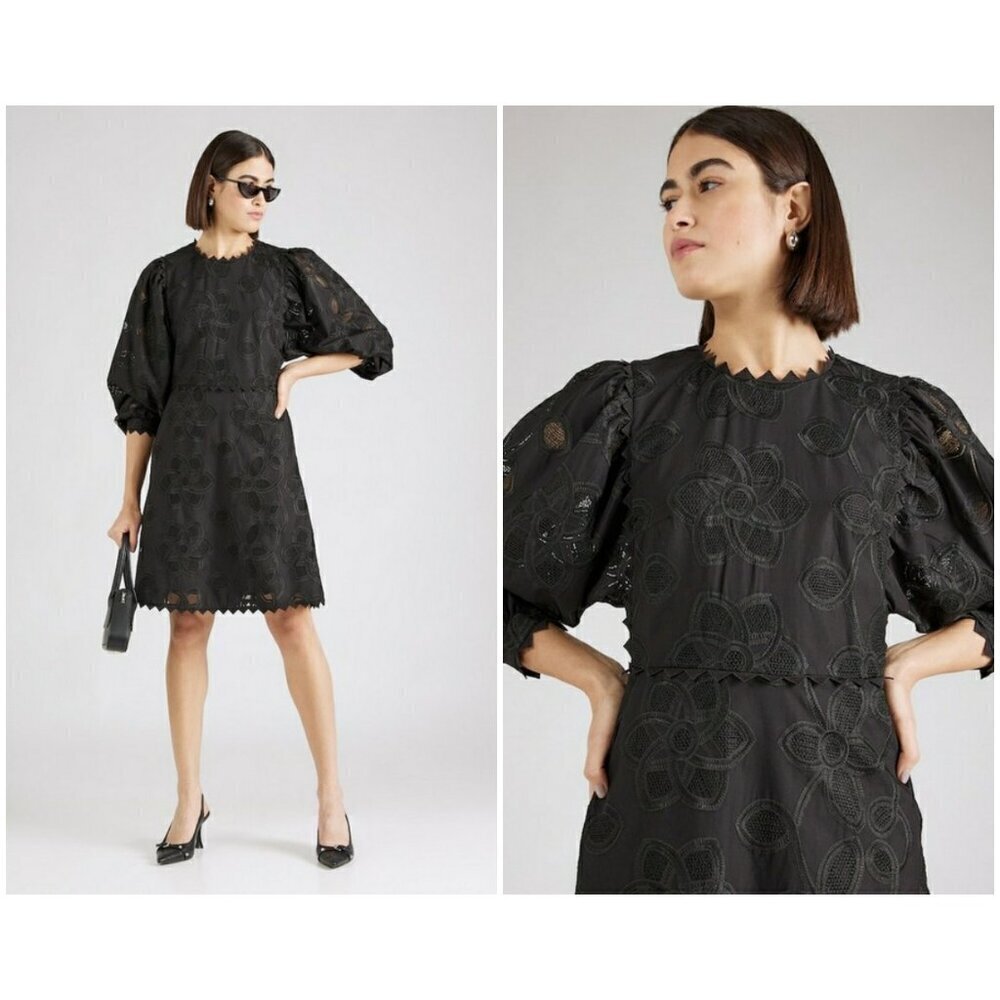 💕MUNTHE💕 Melinis Dress ~ Black Floral Embroidered 36 EU NWT